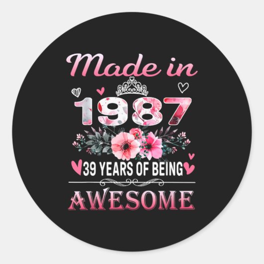 Sticker Rond &# th Birthday Made In 1987 &#  Years Of Being A (Devant)