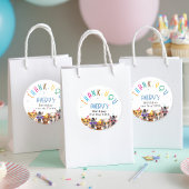 Sticker Rond Thank you! Animals Kids Birthday