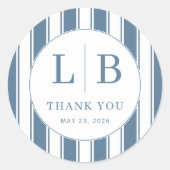 Sticker Rond "THANK YOU" Appreciative Blue Striped Serif (Devant)