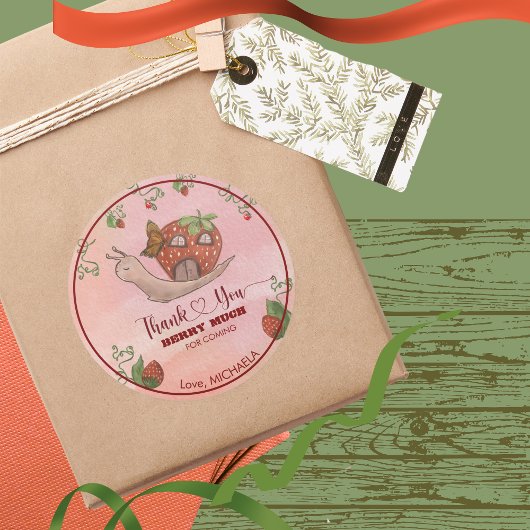 Sticker Rond Thank You Berry Much 1st Birthday 