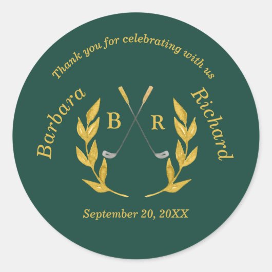 Sticker Rond *Thank You Elegant Custom Golf Theme Wedding (Devant)