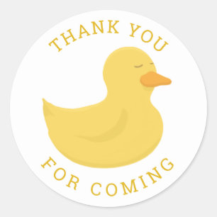 Sticker Rond Thank you for coming. Yellow bath duck. Cute bird