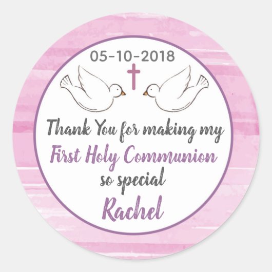 Sticker Rond Thank you for making my First Holy Communion (Devant)