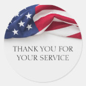 Sticker Rond Thank You For Service American Flag Patriotic (Devant)