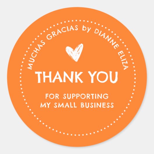 Sticker Rond Thank You For Supporting My Small Business (Devant)