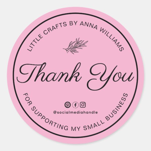 Sticker Rond Thank You For Supporting My Small Business (Devant)