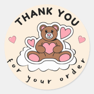 Sticker Rond Thank You For Your Order Cute Bear Packaging Stick