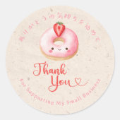 Sticker Rond Thank You Kawaii Pink Donut Kraft Bakery (Devant)