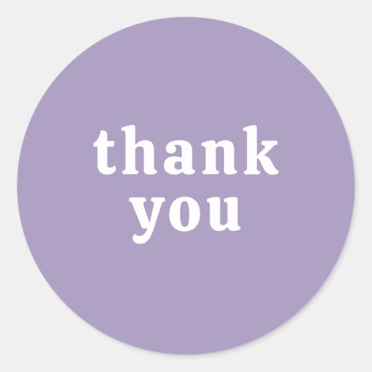 Sticker Rond Thank You Simple Retro Font Wedding Pretty Purple (Devant)