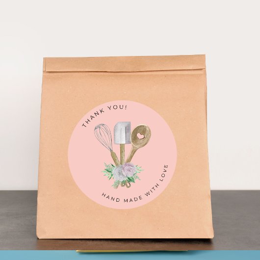 Sticker Rond Thank you Watercolor Bakery