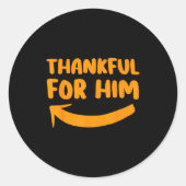 Sticker Rond Thankful For Him Her Thanksgiving Matching Couples (Devant)