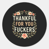 Sticker Rond Thankful For You Forers Funny Retro Thanksgiving M (Devant)