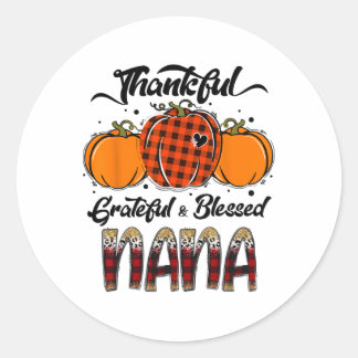 Sticker Rond Thankful Grateful Blessed Nana Plaid Thanksgiving