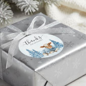 Sticker Rond Thanks Baby Cow Christmas Winter