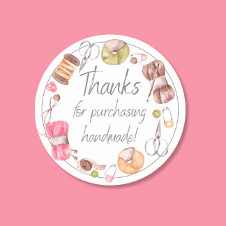 Sticker Rond Thanks for Purchasing Handmade 