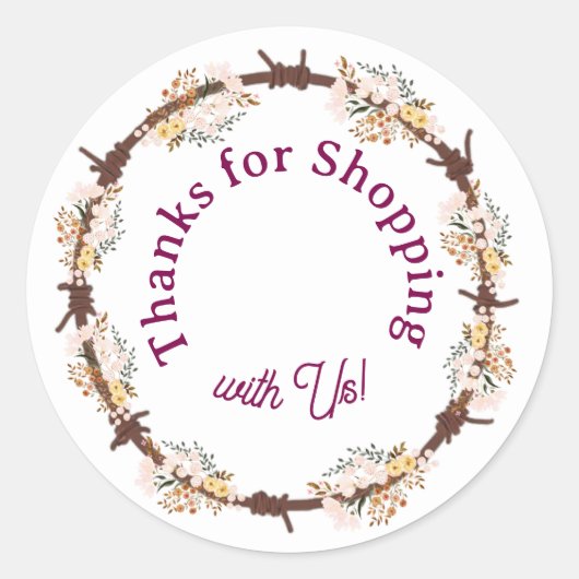 Sticker Rond Thanks for Shopping with Us! (Devant)