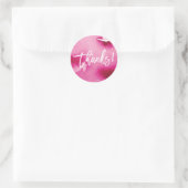 Sticker Rond THANKS modern hand lettered dark pink watercolor (Sac)