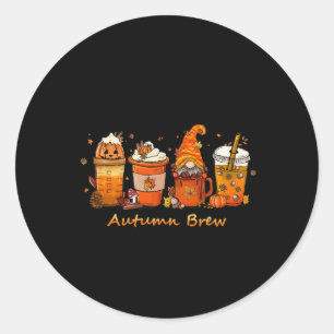 Sticker Rond Thanksgiving Automne Brew Automne Café Citrouille