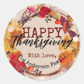 Sticker Rond Thanksgiving Autumn Wreath With Assorted Foliage (Devant)