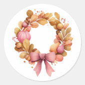 Sticker rond Thanksgiving avec couronne d'automne (Devant)