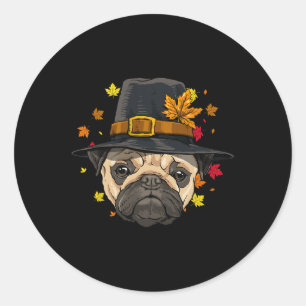 Sticker Rond Thanksgiving Carlin Pèlerin Automne Automne Fête d