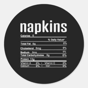 Sticker Rond Thanksgiving Christmas Napkins Nutrition Fact