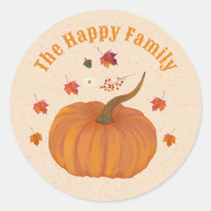 Sticker Rond Thanksgiving citrouilles chute feuillage personnal