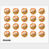 Sticker Rond Thanksgiving Cornucopia Merci et Gratuit (Feuille)