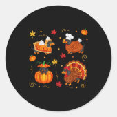 Sticker Rond Thanksgiving Dachshund Weiner Dog Turkey Cute Pump (Devant)