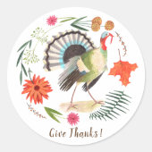 Sticker Rond Thanksgiving de la Turquie rustique (Devant)