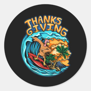 Sticker Rond thanksgiving dinde de vacances chevaucher une plan