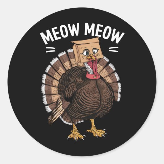 Sticker Rond Thanksgiving Drôle Turquie Chat Meow Fall (Devant)