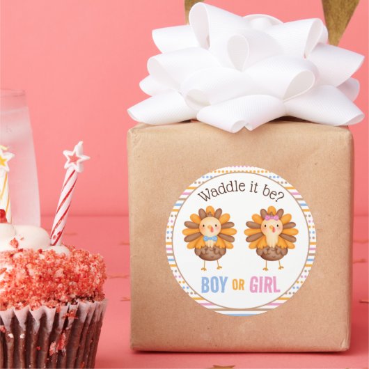 Sticker Rond Thanksgiving Fall Gender Reveillez Turquie (Fête)