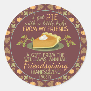 Sticker Rond Thanksgiving Friendsgiving Citrouille Pie Humour F