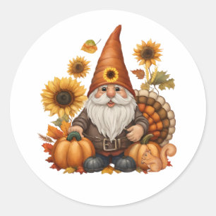 Sticker Rond Thanksgiving Gnome