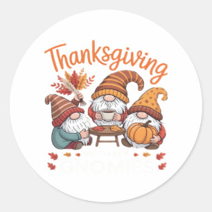 Sticker Rond Thanksgiving Gnome Fall Leopard Turkey Essentiel T