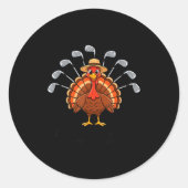 Sticker Rond Thanksgiving Golf Turkey Funny Turkey Day Golf Cli (Devant)