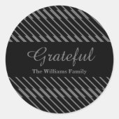 Sticker Rond Thanksgiving Grateful Black Grey Lignes Nom person (Devant)