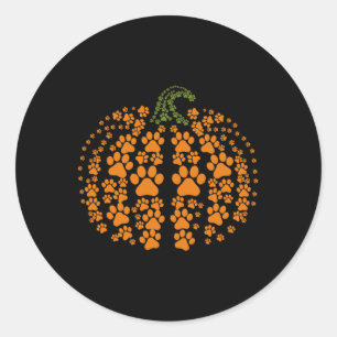 Sticker Rond Thanksgiving Halloween Affaire Cute Paws Pumkin Pe