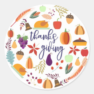 Sticker Rond Thanksgiving Holiday Fun