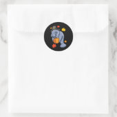 Sticker Rond Thanksgiving Manatee Pilgrim Fall Citrouille Dugon (Sac)