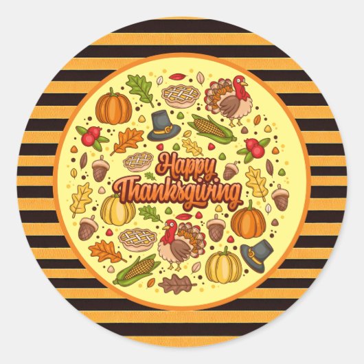 Sticker Rond Thanksgiving Moderne Belle Collection Automne (Devant)