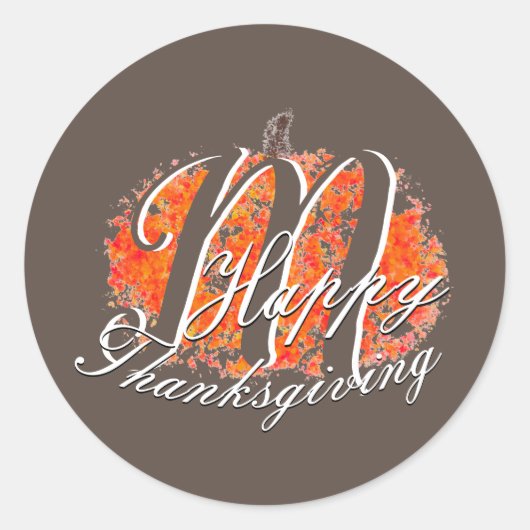 Sticker Rond Thanksgiving Monogramme Automne Citrouille Feuille (Devant)