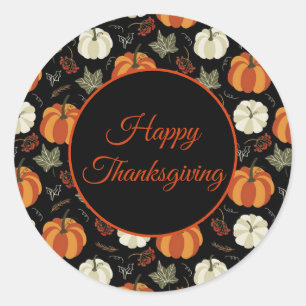 Sticker Rond Thanksgiving, Motif Citrouille d'automne