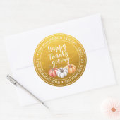 Sticker Rond Thanksgiving Nom de famille Adresse de retour Gold (Enveloppe)