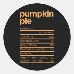 Sticker Rond Thanksgiving Nutrition Citrouille tarte Faits Fun
