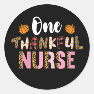 Sticker Rond Thanksgiving One Thankful Nurse Leopard Fall Groov