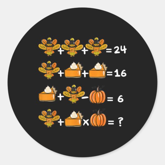 Sticker Rond Thanksgiving Order Of Operations Math Teacher Quiz (Devant)