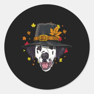 Sticker Rond Thanksgiving Pèlerin dalmate Turquie Fête Automne