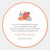 Sticker Rond Thanksgiving Poem Pays Russe Citrouille d'automne (Devant)